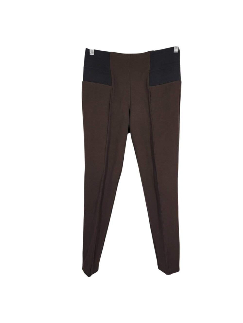 Lafayette 148 Medium Ponte Pants Pull On Stretch Slim Leg Brown elastic Waist